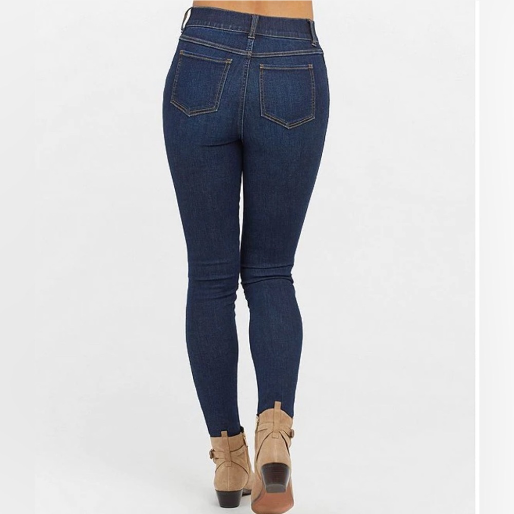 SPANX Ankle Length Skinny Jeans Dark Wash Denim Pull On Women’s Size L - Picture 11 of 11